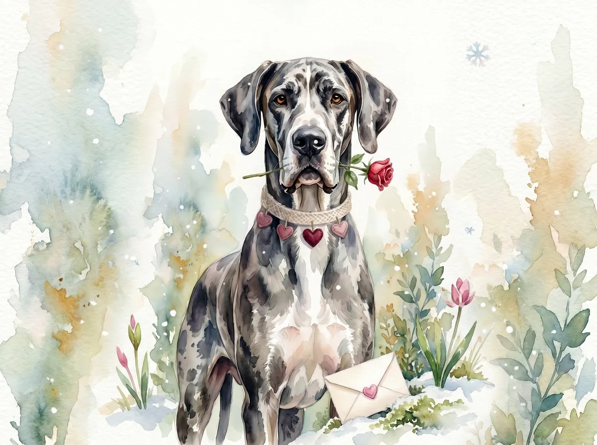 Great Dane watercolor calendar month 2